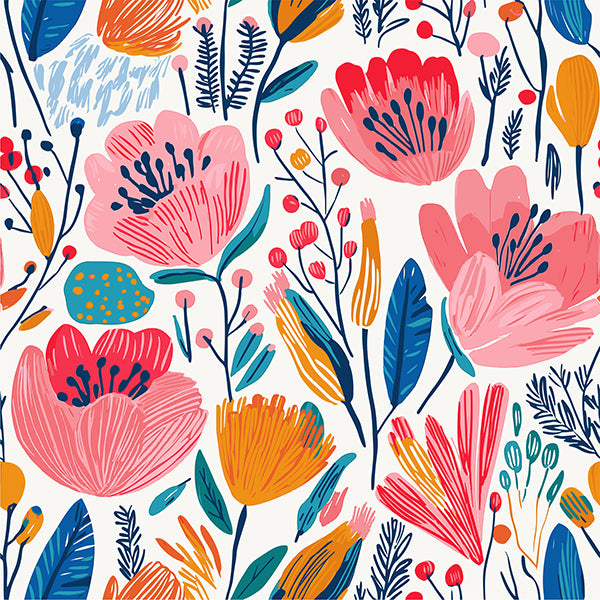 FLORAL folk art pattern seamless