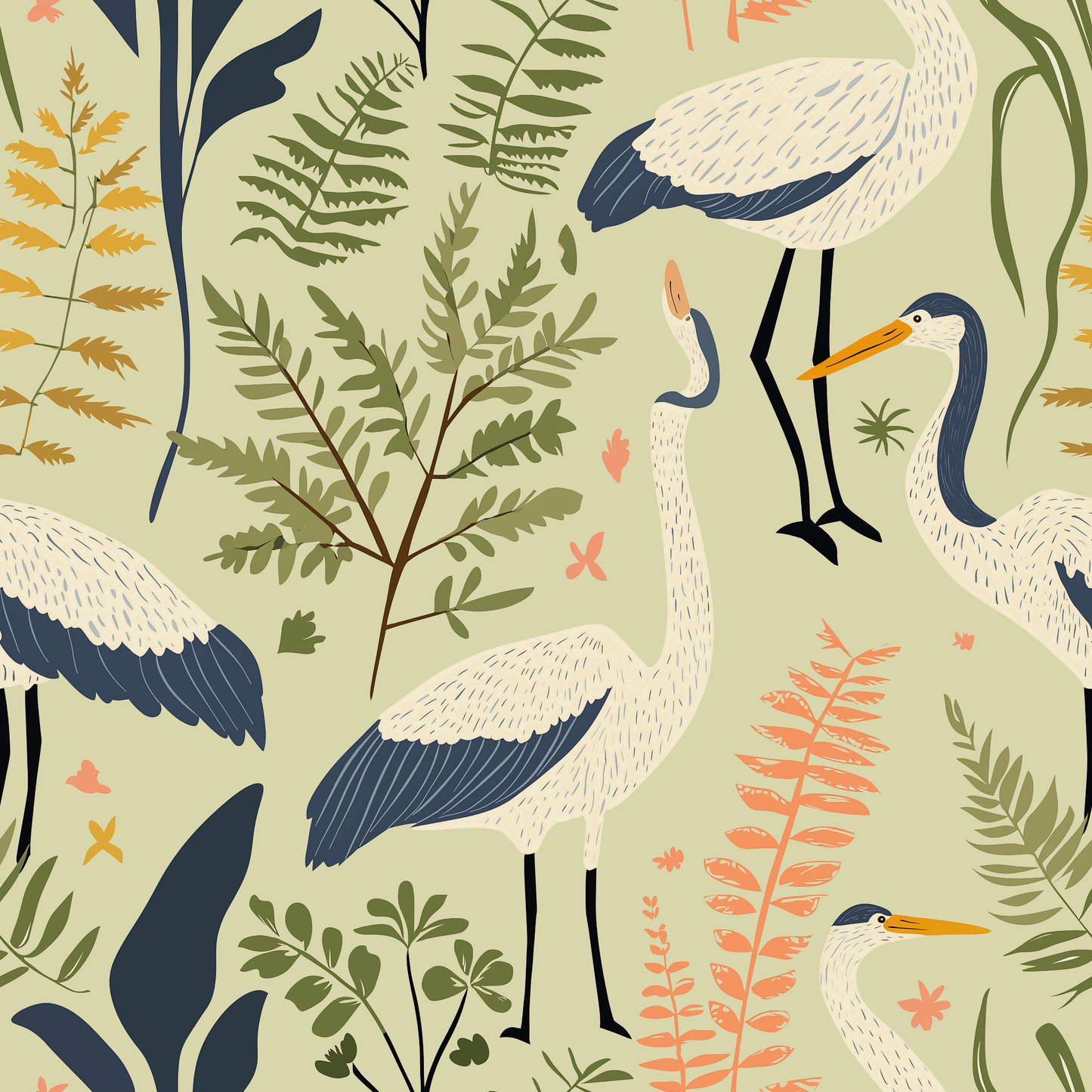 Botanical Birds - green