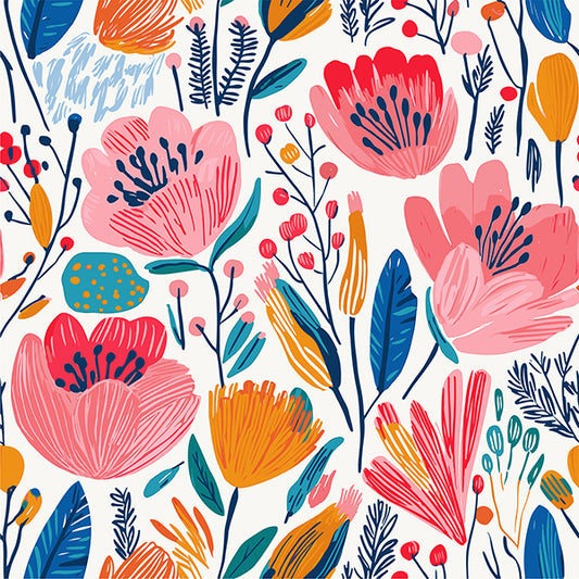 FLORAL folk art pattern seamless