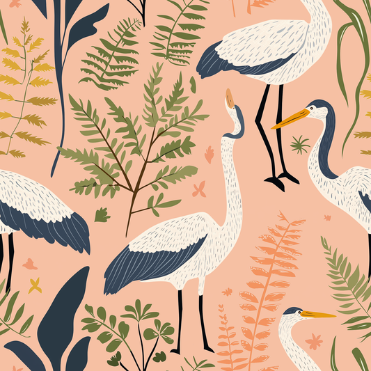 Botanical Birds - peachy
